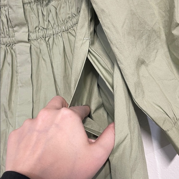 J CREW WOMENS CINCHED WAIST COTTON POPLIN DRESS GREEN 12 PETITE BG485 - Picture 6 of 9